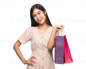 beautiful young asian woman with shopping bags file png